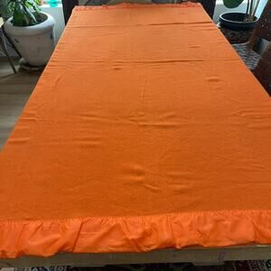 Unbranded Wool Blanket Peach Color Ruffle Trim 63"x 85"